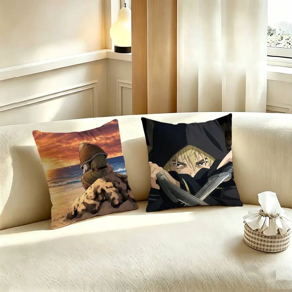 Anime V-VINLAND SAGA Polyester Printed Pillow Cover Square 30 35 40 45 50 55 cm Soft for Sofa Bed Car Home Decor