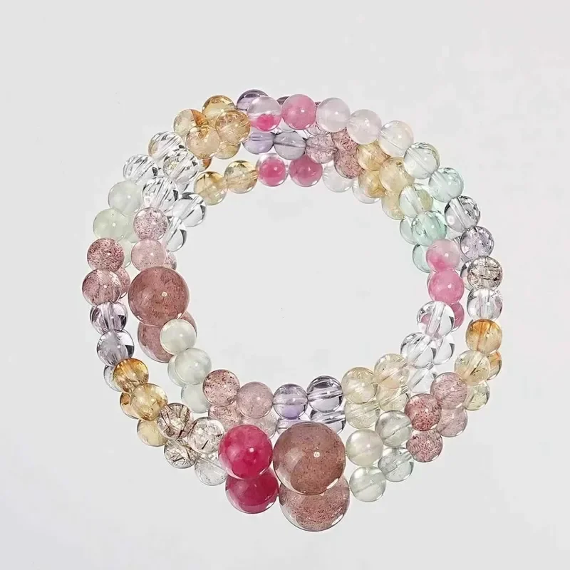 "Cloud Star" Natural Dopamine Color Duobao Bracelet Sweet and Fashion Amethyst Yellow Tower Crystal Bracelet