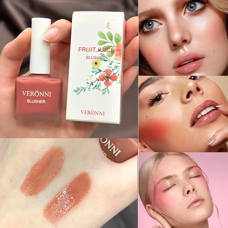 Dewy Velvet Liquid Blush-Medium Dekking, Verhelderende Crème Blush, Natuurlijke Bessenton, Langdurige Gezicht Vloeibare Wang Blush Make-up