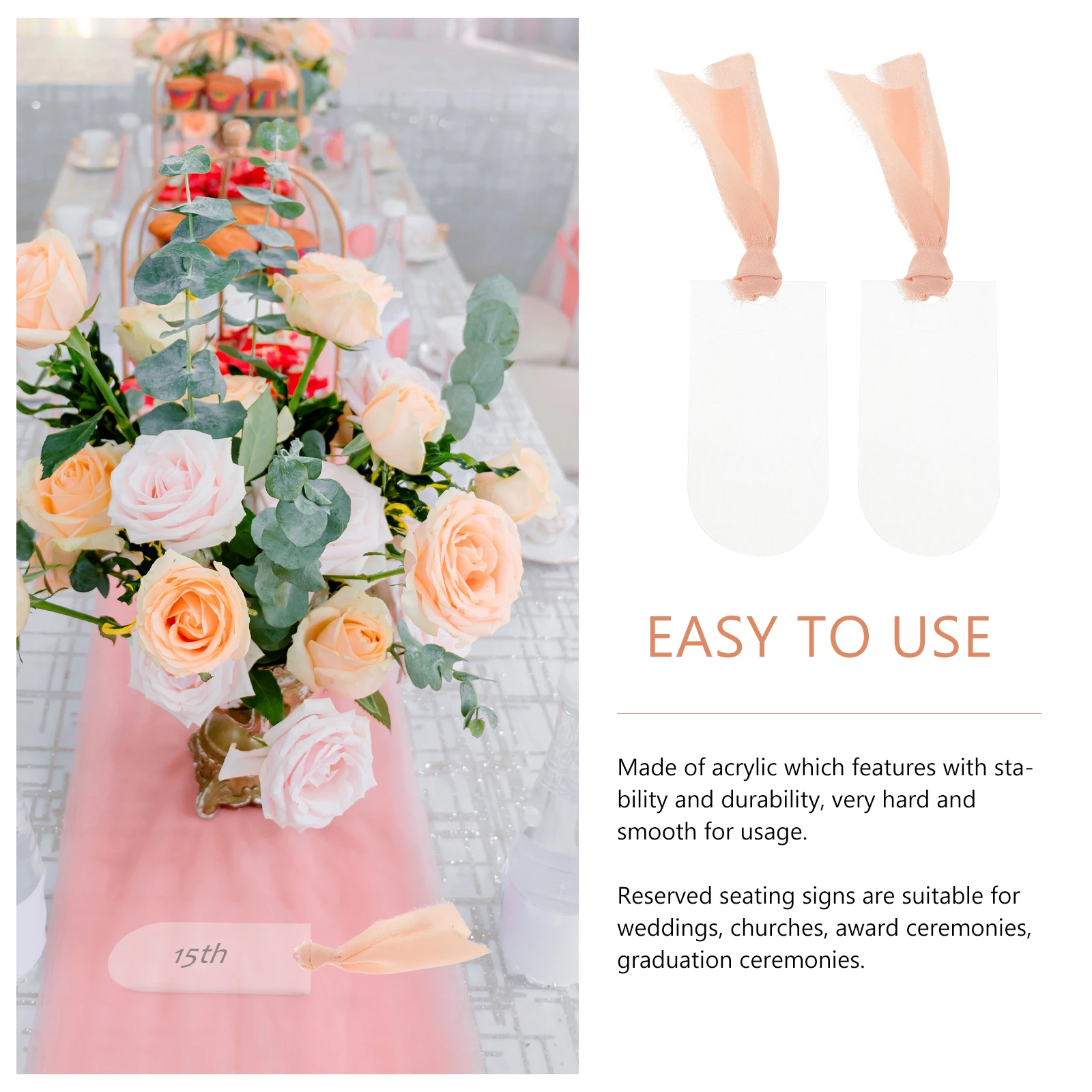 

10 Pcs Wedding Seating Tags Convenient Hanging Signs Diy Reserved Arched Ribbon Acrylic Decorations for Ceremony Blank