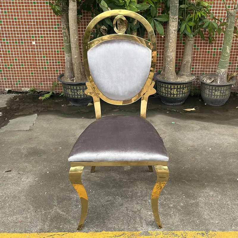 Modern light luxury stainless steel flannel dining chair living room dining table chair fashion simple metal chair gold hotel di