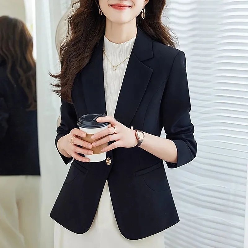 السيدات الجديدة بلون دعوى معطف المرأة الكورية طويلة الأكمام بلايز أبلى ربيع الخريف الإناث موضة الترفيه سترة