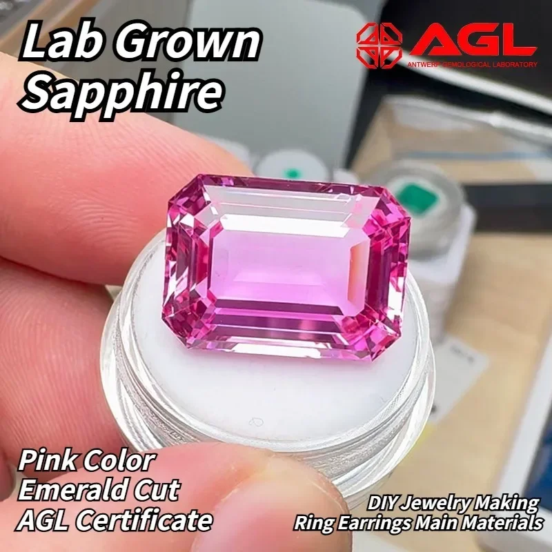 Laborgezüchteter Saphir im Asscher-Schliff, Rosa, für DIY-Charms, Schmuck, Ringe, Ohrringe, Hauptmaterialien Wählbar, Zertifikat – Detail 2