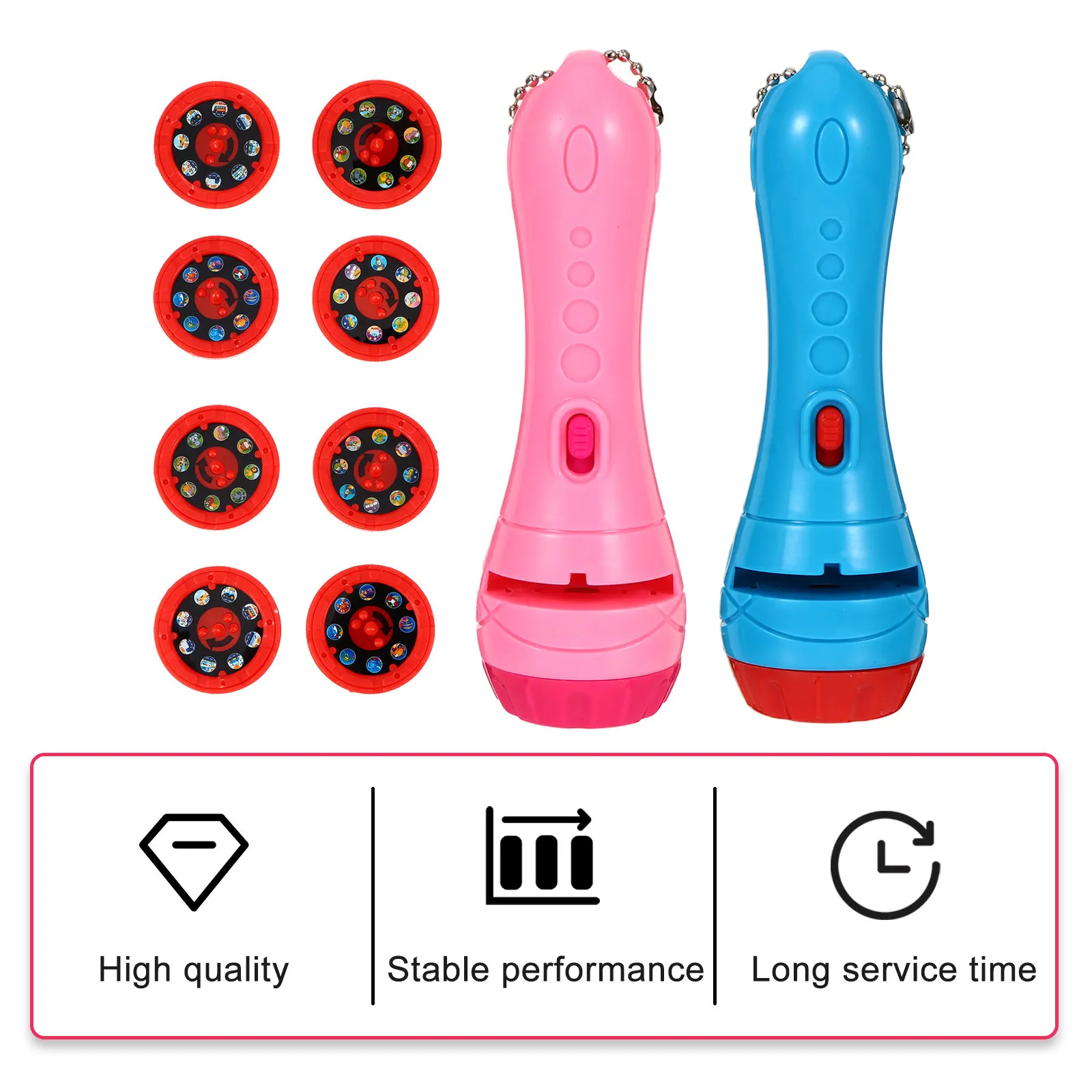 2Pcs Kids Projection Flashlight Lightweight Durable Educational Sleep Story Projector for Learning Projection Toy