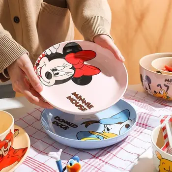 디즈니 세라믹 어린이 저녁 식사 접시, 가정용 고온 내성, 언더 글레이즈 색상, 귀여운 두꺼운 접시