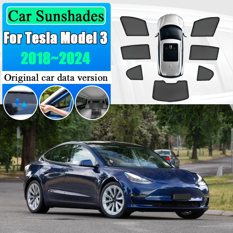 

Автомобильные сетчатые солнцезащитные козырьки для Tesla Model 3 2018 2019 2020 ~ 2024, солнцезащитный козырек на окно, магнитный солнцезащитный козырек, аксессуары