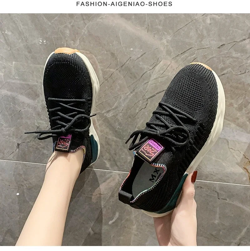 2022 Mới Giày Thời Trang Nữ Thoáng Khí Zapatos De Mujer Giày Buộc Dây Tenis De Mujer Thiết Kế Giày Nền Tảng Shose nữ