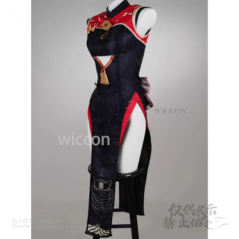 أزياء سويتي التأثيرية الأنيقة فستان شيونغسام نظارات دعائم المروحة لعبة Zenless Zone Zero شعر مستعار للنساء والفتيات لحفلات الهالوين