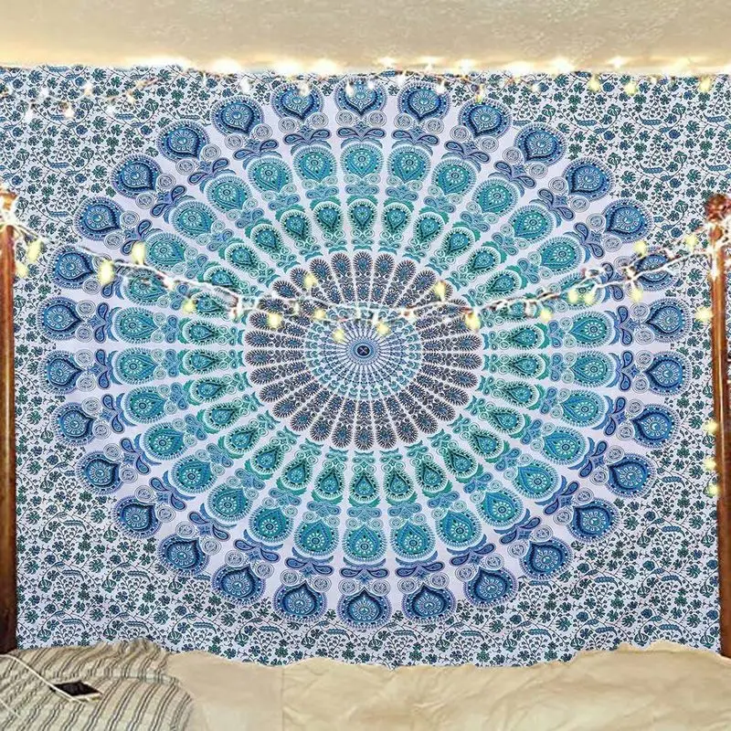 VIKAMA Brown Bottom Retro Peacock Mandala Hanging Cloth Living Room Background Wall Room Decoration