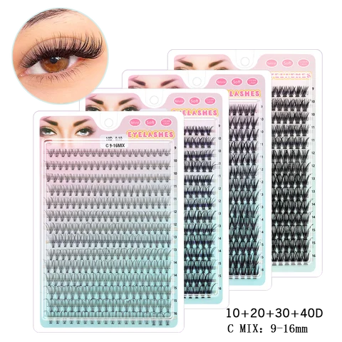 280 PCS Individual Lashes Cluster DIY Lash Clusters 10D 20D 30D 40D D Curl 9-16mm Cluster Lashes DIY Individual Eyelashes Lashes