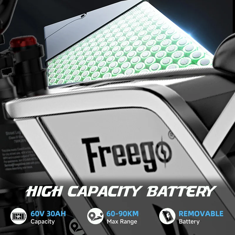 دراجة نارية كهربائية Freego X2 Pro للبالغين 6000 وات محركات بدون تروس 30AH بطارية ليثيوم سرعة 90 كيلو ميجا هرتز دراجة ترابية كهربائية