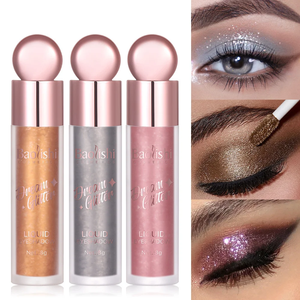 BAOLISHI fard à paupières liquide brillant cristal fin brillant perle brillant comprimé éclaircissant Monochrome fard à paupières liquide