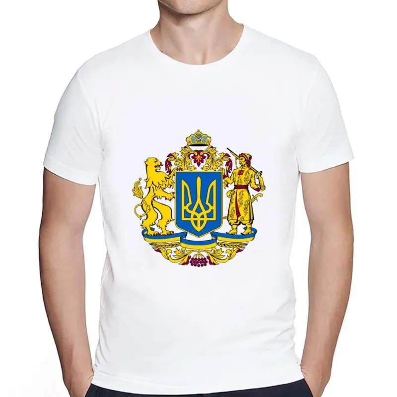 Camiseta de corona real con bandera de Ucrania para hombre y mujer, ropa de combinación, cuello de manga corta, moda de algodón