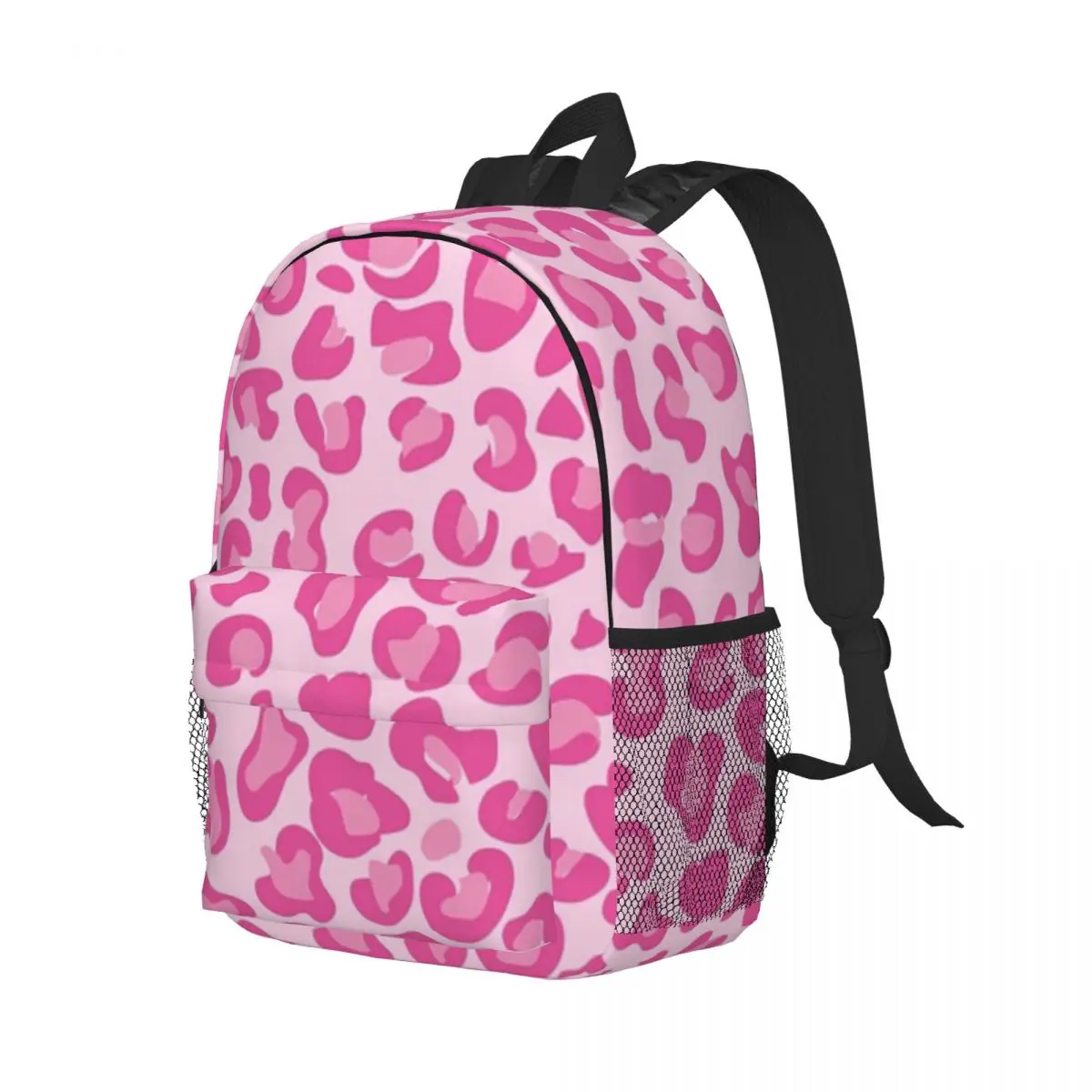 Pink Leopard Print Backpack Student Boys Girls BookBag Men Women School Bag Computer Shoulder Bags