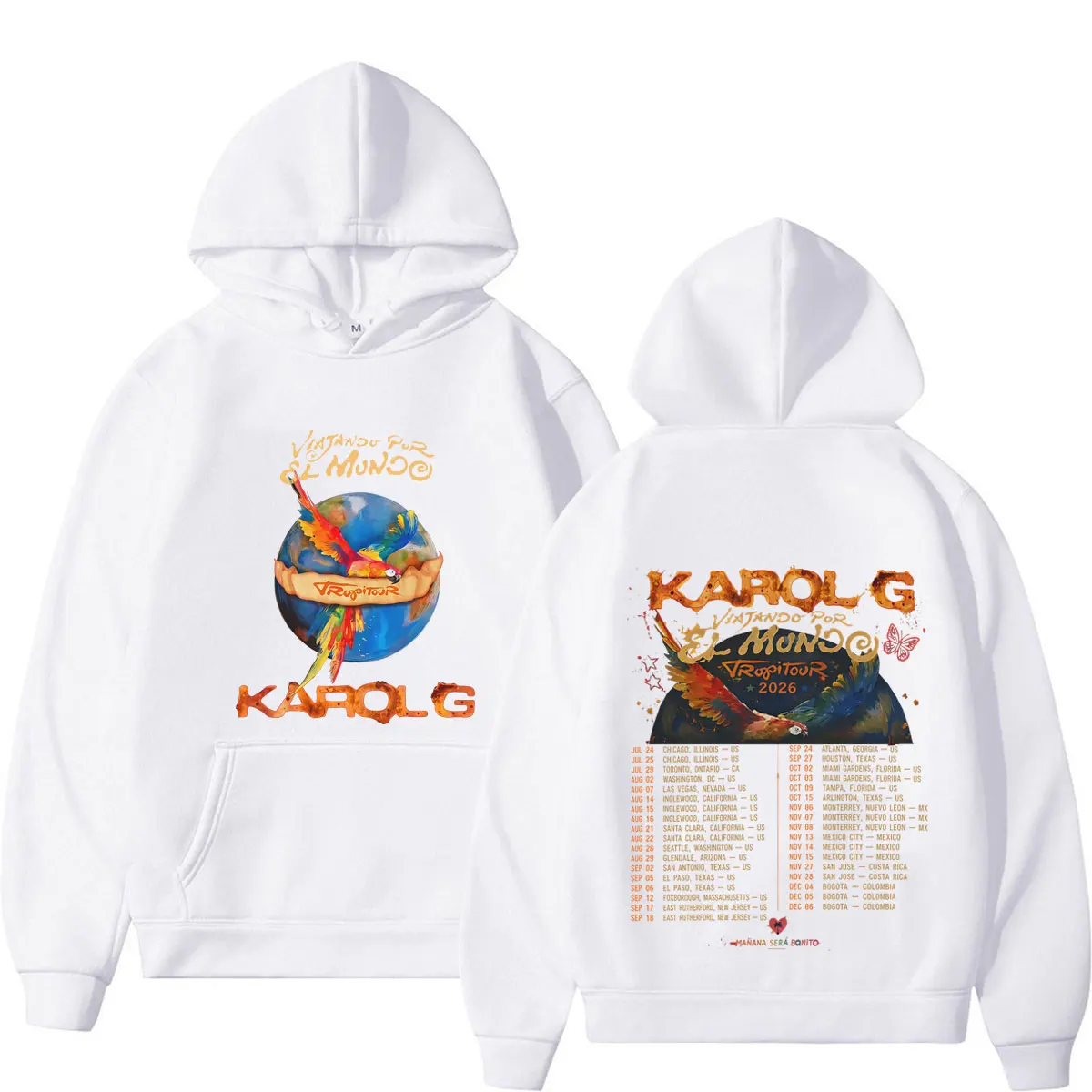 Karol G Viajando Por El Mundo Tropitour 2026 Graphics Hoodie Men Women Loose Casual  Pullover Long Sleeves Fashion Sweatshirts