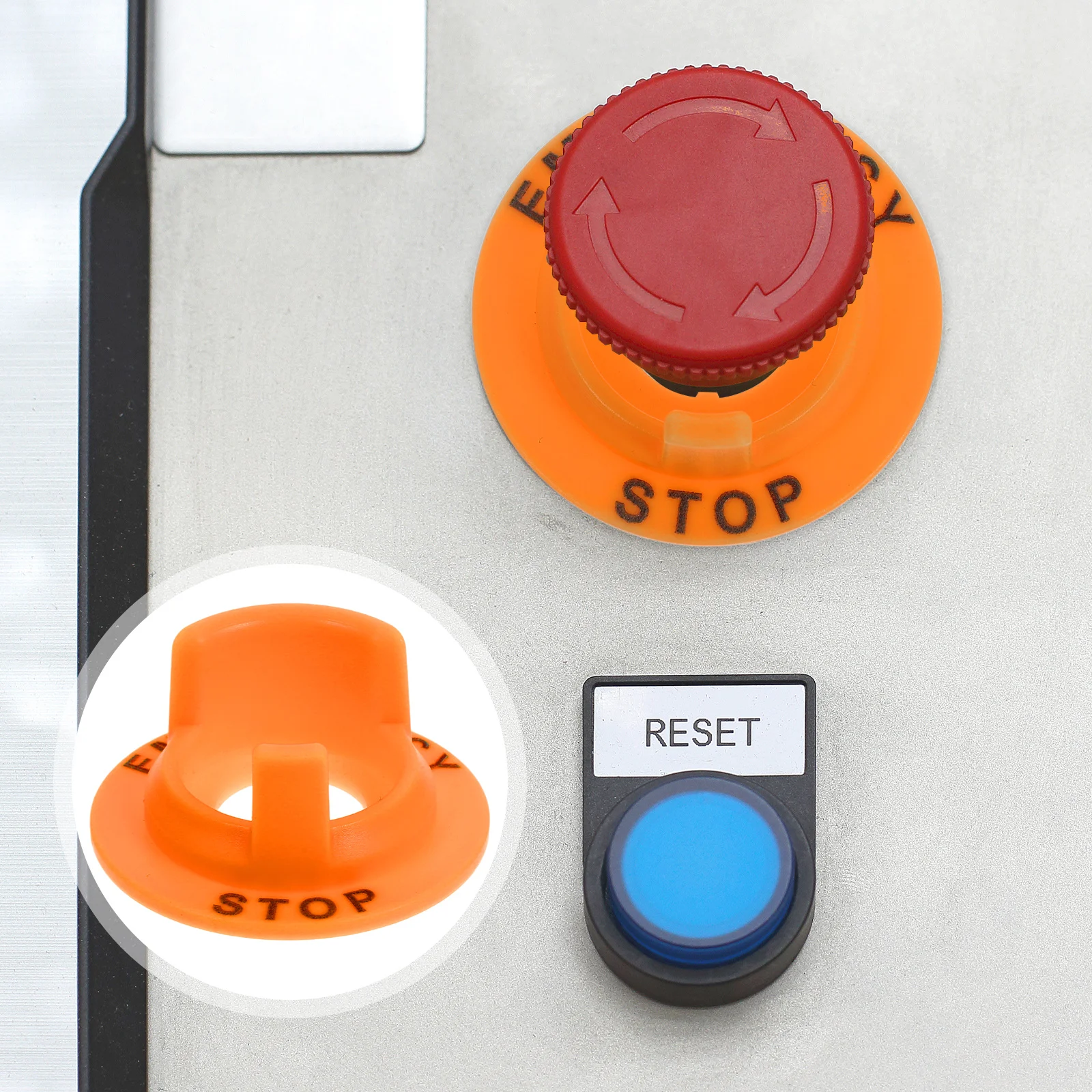 

Emergency Stop Button Cover Protection Switch Guard Bright Warning Ring Easy Install Compatible Various Buttons