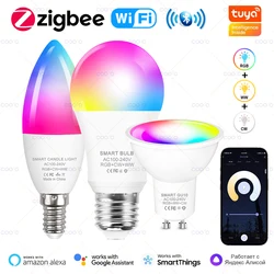 ZigBee Tuya Wifi Bluetooth LED Bulb Smart Life App Control Dimmable GU10 E27 E14 RGB CW Smart Light Bulbs Work With Alexa Google