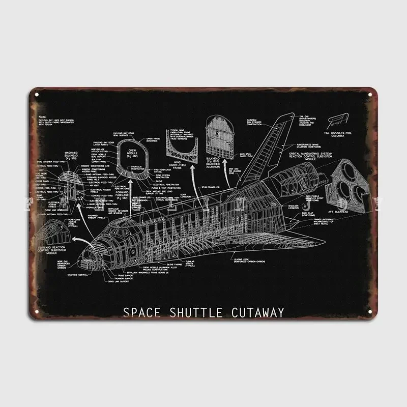 Space Shuttle Cutaway Poster Metal Plaque Wall Pub Living Room Designing Garage Decoration Tin Sign Posters