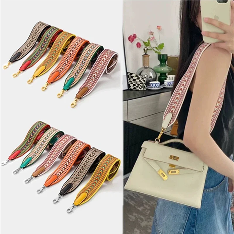 Pattern Hand Woven Wide Bag Strap For Hermes Kelly Herbag Evelyne Handbag Multi-Units Convert To a Single Shoulder Bag Accessory