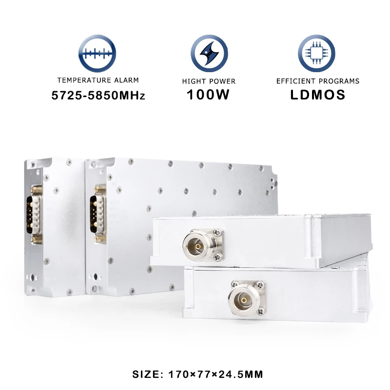 100W 5725-5850MHz 5.8G Moduł Jamming Obrona Wzmacniacz mocy Anti Drone C-UAS UAV VCO Source RF Anti-Drone Signal PA GaN System