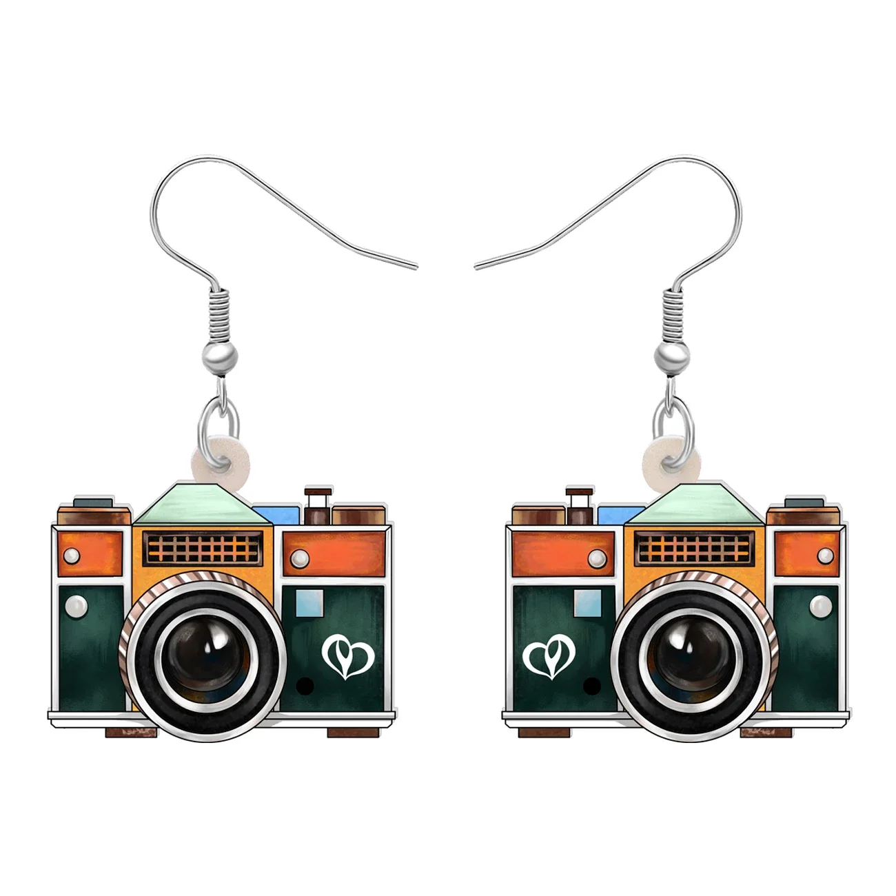 Bonsny Acrylic Retro Box Camera Dangle Drop Earrings Charms Jewelry Gifts For Women Girls Kids Friends Decorations