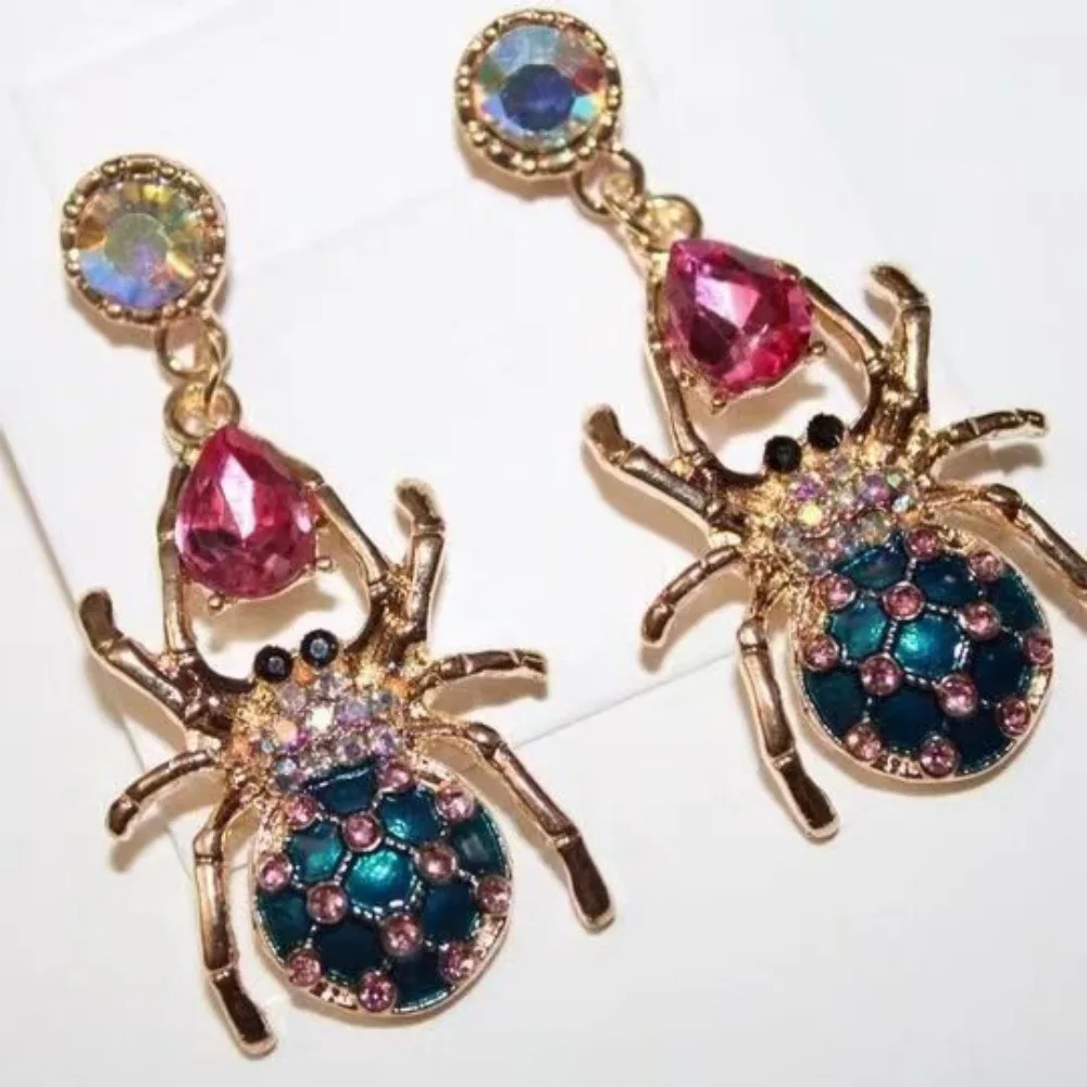 Halloween wish new European and American fashion cross-border jewelry colorful rhinestone spider women earrings earrings