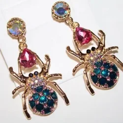 Halloween wish new European and American fashion cross-border jewelry colorful rhinestone spider women earrings earrings