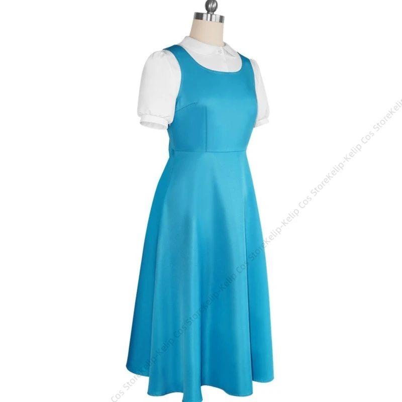 Ranma 1/2 Akane Tendo Cosplay Costume Blue Dress White Blouse Bow Hair Accessory Anime Halloween Carnival Comic Con Outfit - view 4