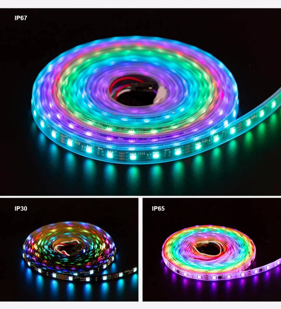 Imagem -06 - Impermeável Led Strip Light para Decoração da Casa Fita Endereçável Backlight Ribbon Ws2812b Ws2811 Rgb