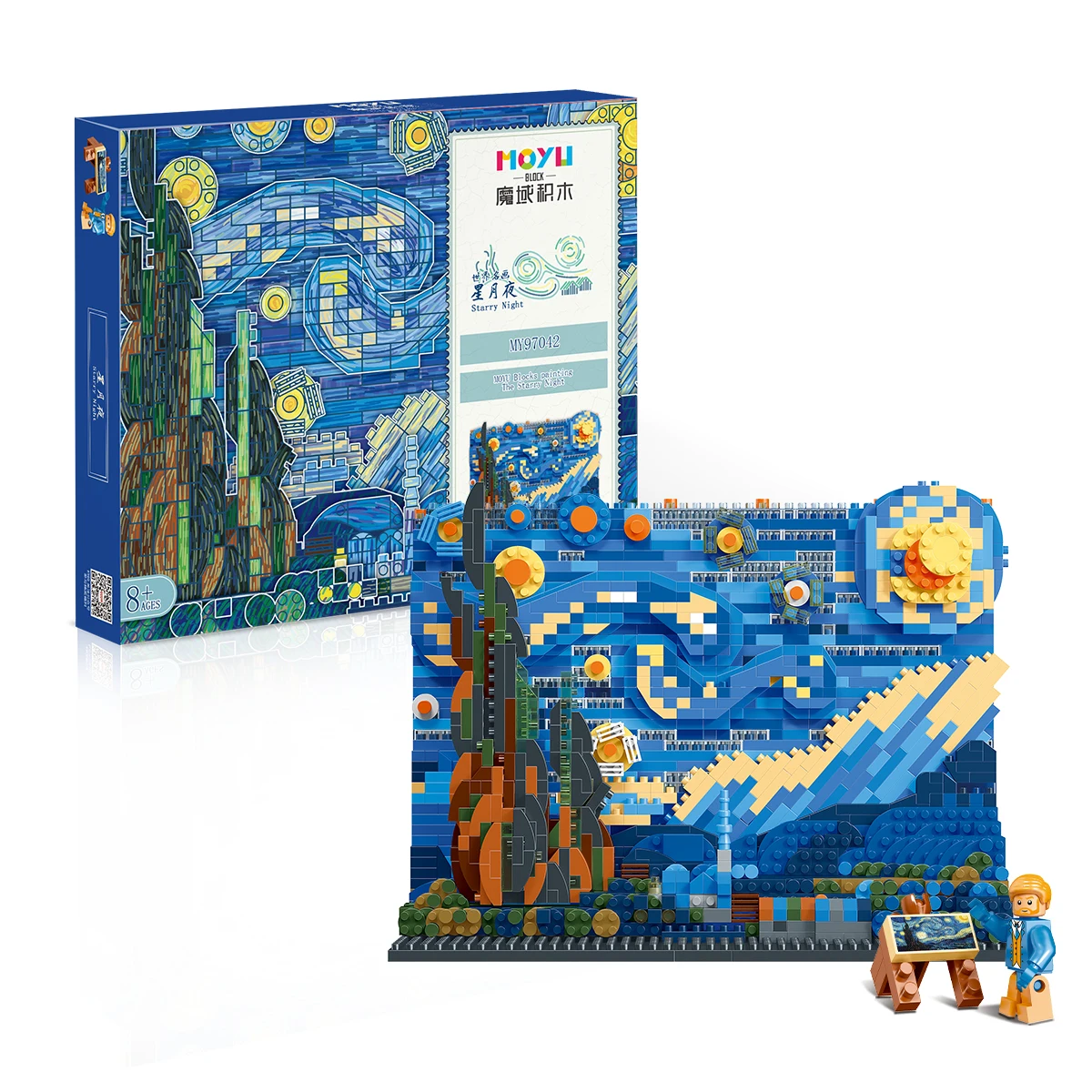 Creative Art Van Gogh Paintings 3D The Starry Night MOC The Great Wave of Kanagawa Micro Building Blocks Education Toys Kid Gift