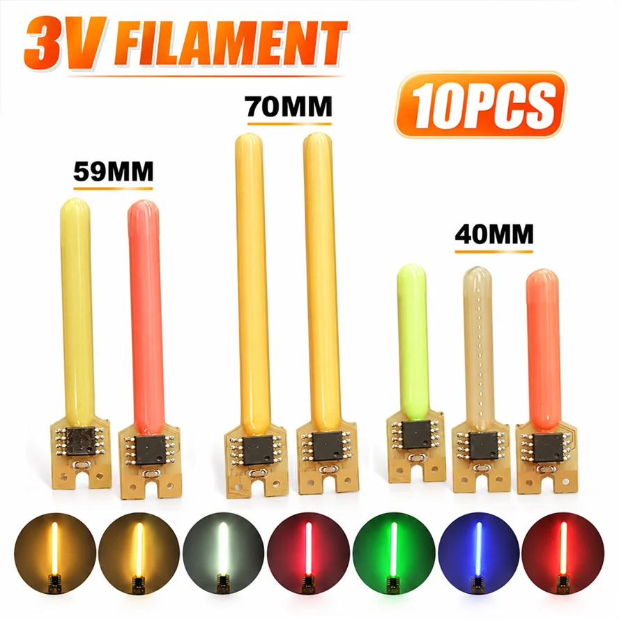 10PCS DIY Multicolour 3V LED Meteor Shower Flowing Water Flame Filament 5 Modes Multi Specification Diodes Parts Edison Bulb