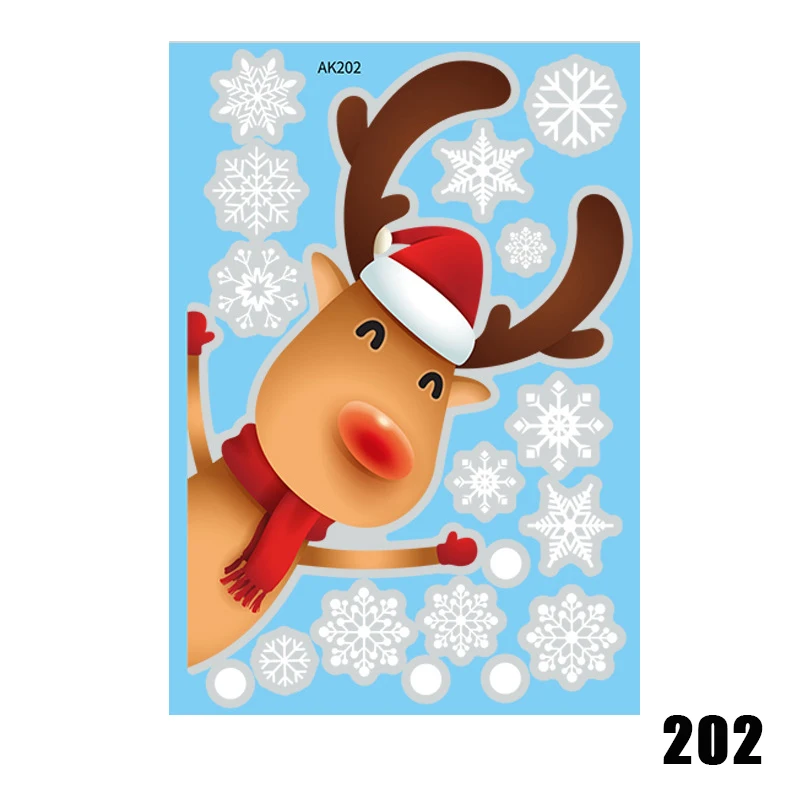 Christmas Window Clings Snowflake Stickers For Glass Santa Claus Reindeer Xmas Decals Decorations  For Christmas Party