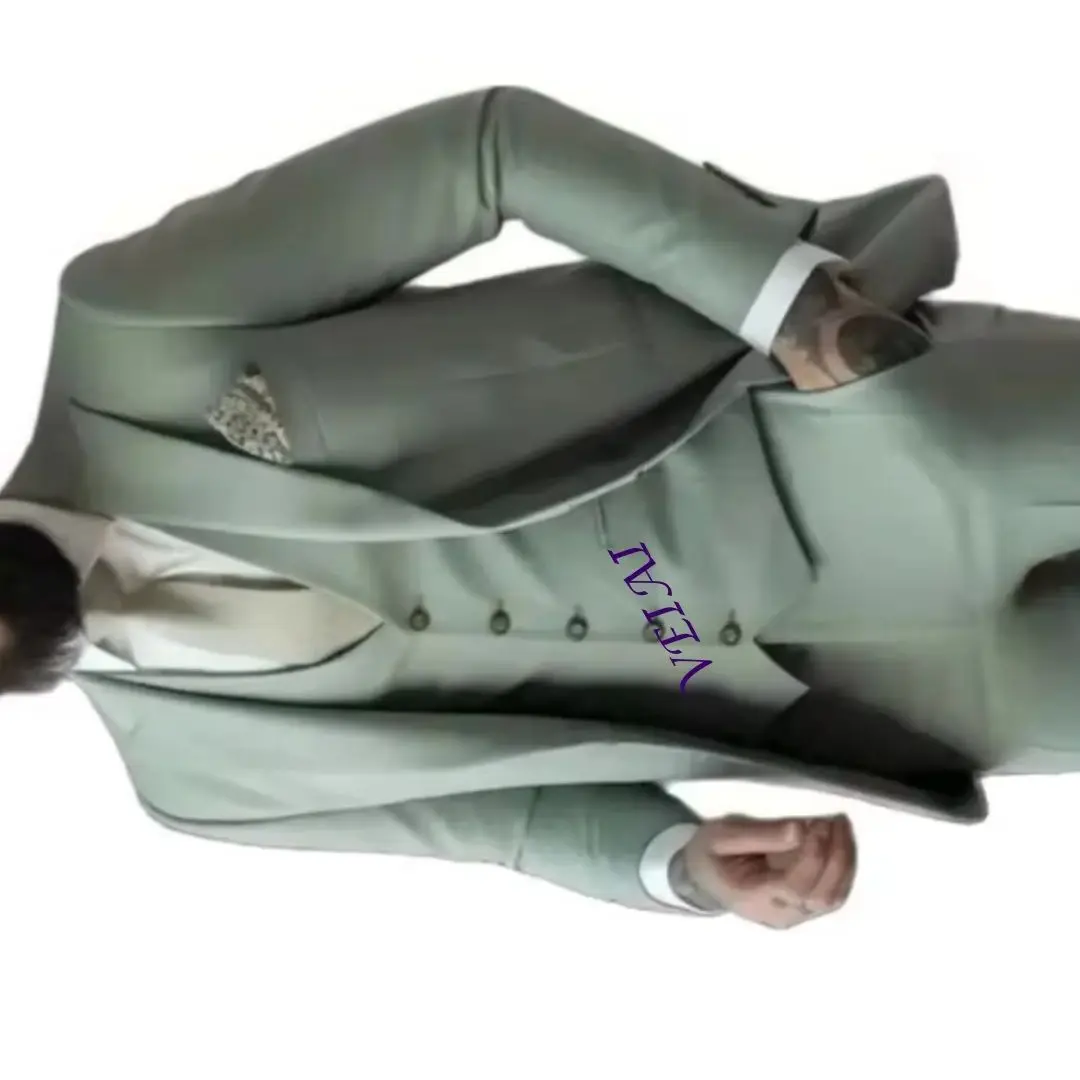 

Customized 3-Piece Light Green Men's Suits Wedding Wear Business Groom Dress Jacket Vest Pants Set Male Blazer