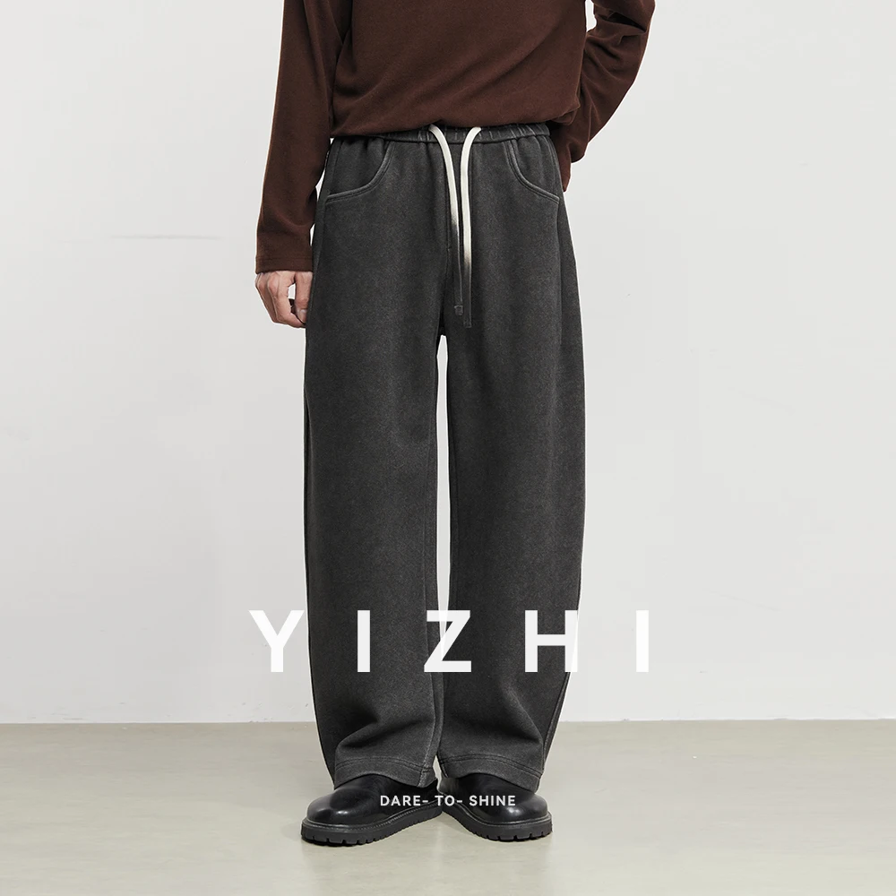 

Модные мужские повседневные брюки на флисовой подкладке, зимние теплые ретро универсальные однотонные широкие спортивные брюки с изогнутыми лезвиями