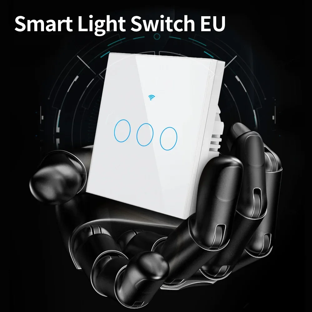 TNCE Tuya WIFI Smart RF433 Wall Galss Panel Switch EU 1/2/3/4 Gang Smart life App Voice Control Work With Alexa Google Home