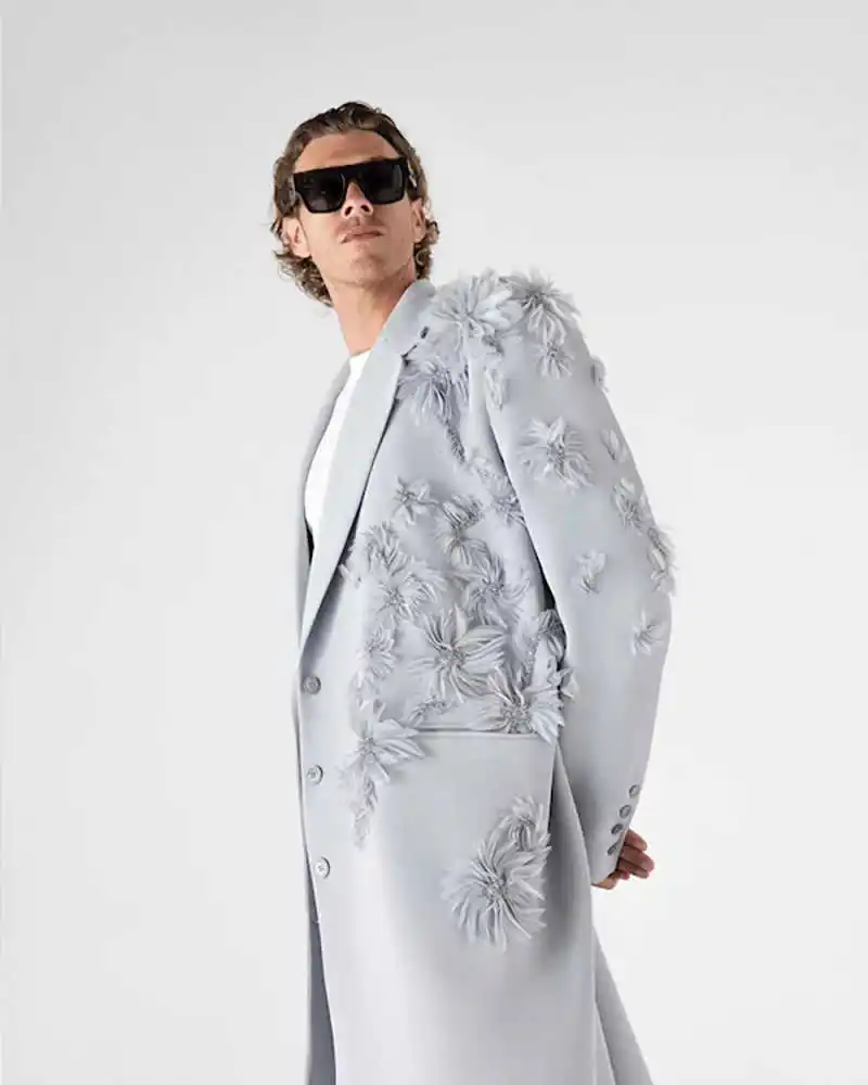 Luxury Men Overcoat 1 Piece Blazer 3D Appliques Notched Lapel Formal Occasion Groom Wedding Coat Customized Trajes Para Hombre