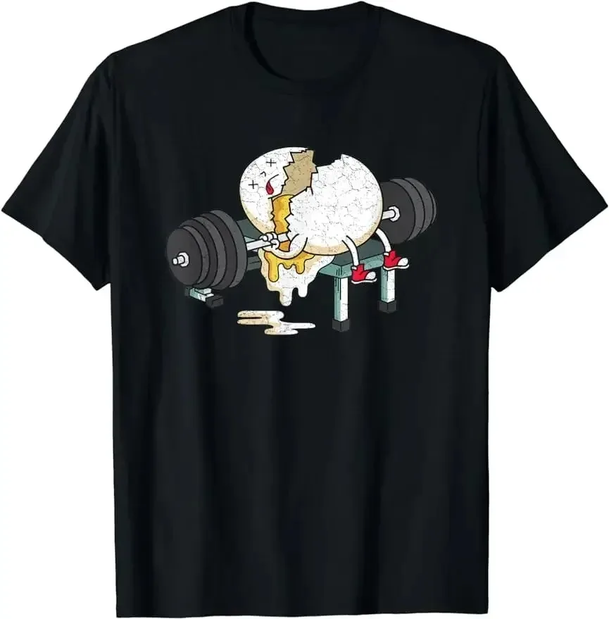 Funny Broken Egg Fitness Gym Barbell Weightlifting Exercise T-Shirt Women's Classic Short Sleeve T-Shirt Tired Egg Fashion
