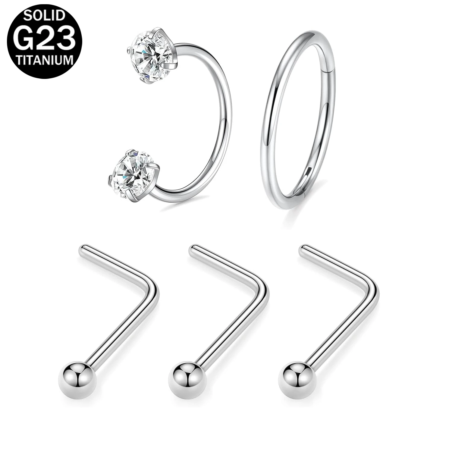 Horseshoe G23 Titanium Nose Rings Nose Studs Daith Tragus Helix Rook Cartilage Eyebrow Lip Piercing Jewelry Septum Rings L Shape