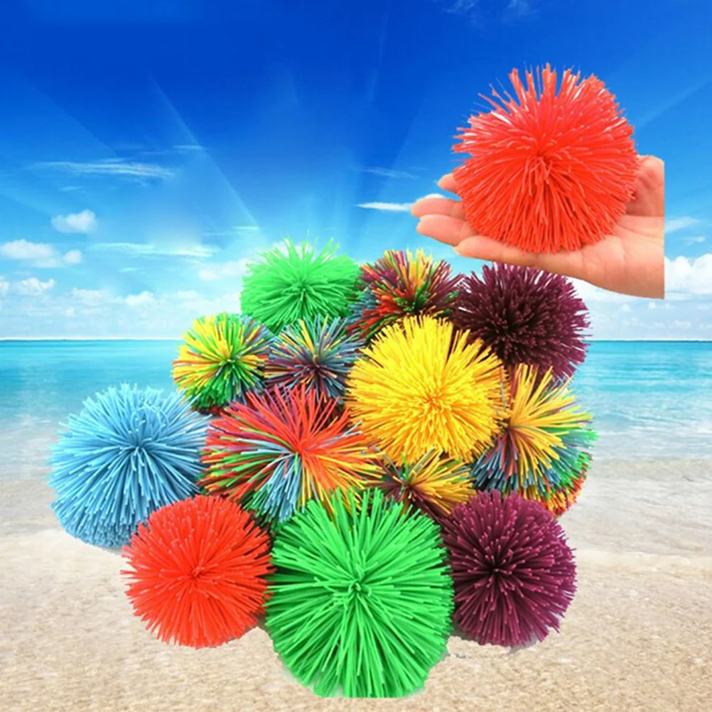 1 Set of 10pcs 60MM Colorful Stringy Ball Silicone Bouncing Fluffy Jugging Ball Ball（Colorful）