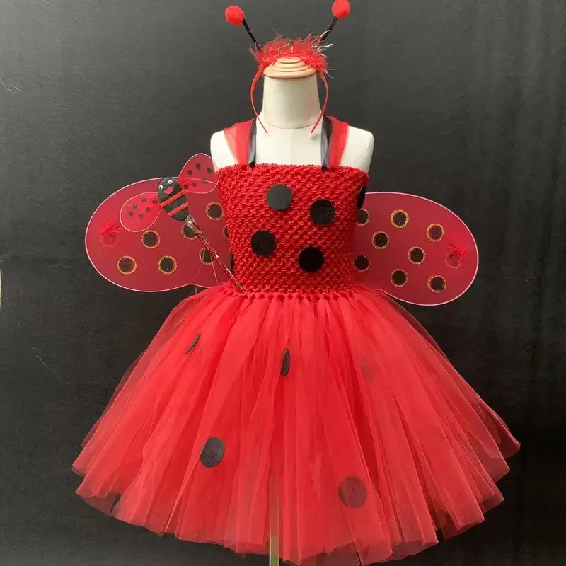 Lady Beetle tutu dress for baby girls stage performance dress Halloween carnival children anime comply dresses outfit