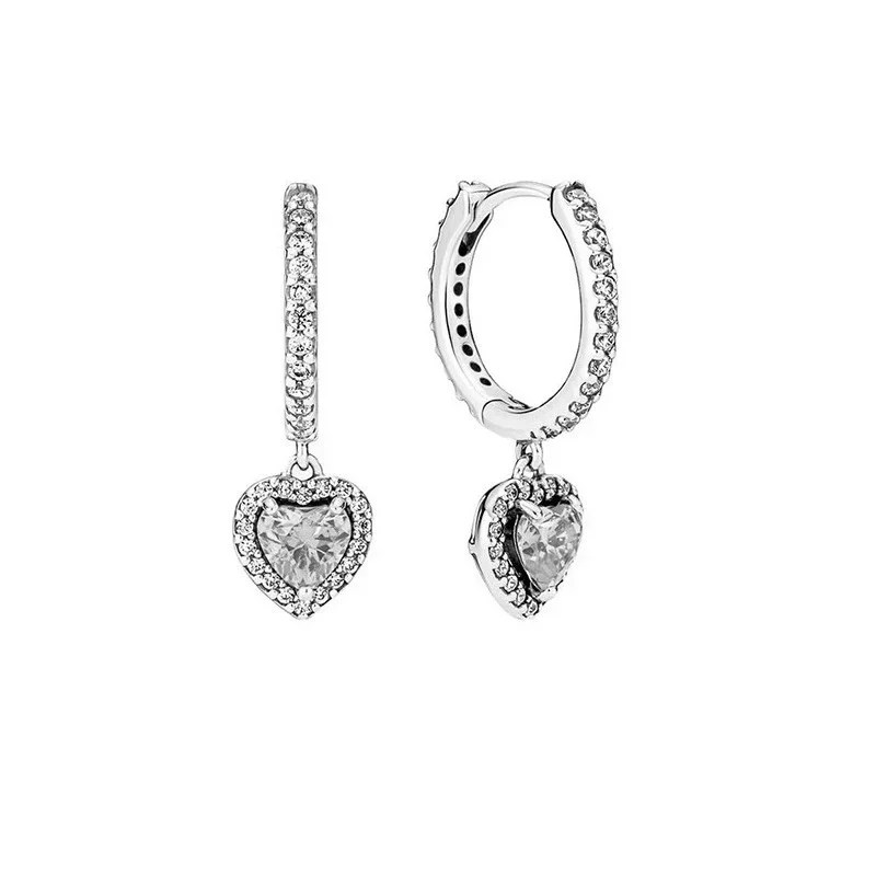 Original 925 Silver Colorful Heart Earring Red Sapphire Earrings Pink Round Sparkling Earrings Glamor Women Jewelry Accessories image 2