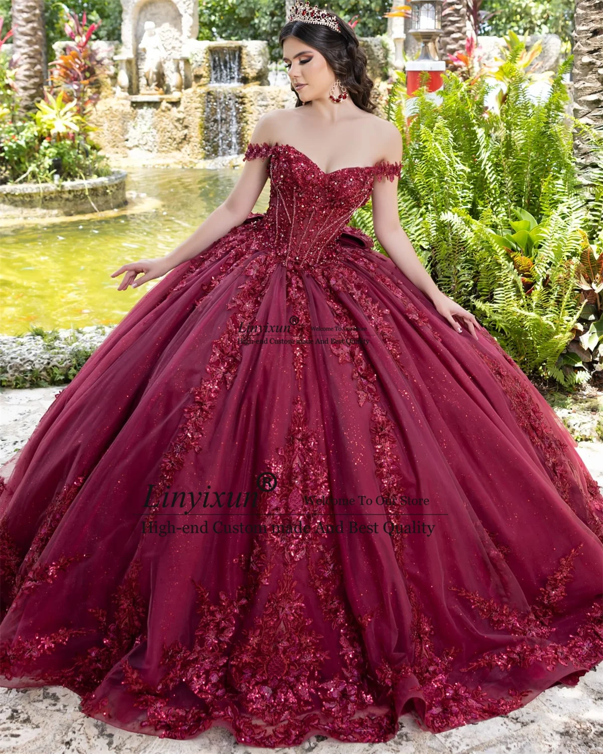 Elegante abito da ballo 3D Floar Abiti stile Quinceanera con applicazioni in pizzo personalizzato messicano con spalle scoperte Dolce 16 Abiti da 15 Anos
