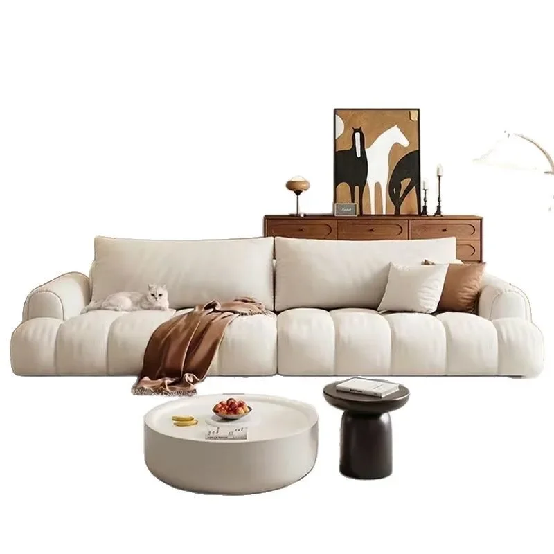 

Minimalist cream style, small apartment, living room, household, single and double light luxury sofa furniture