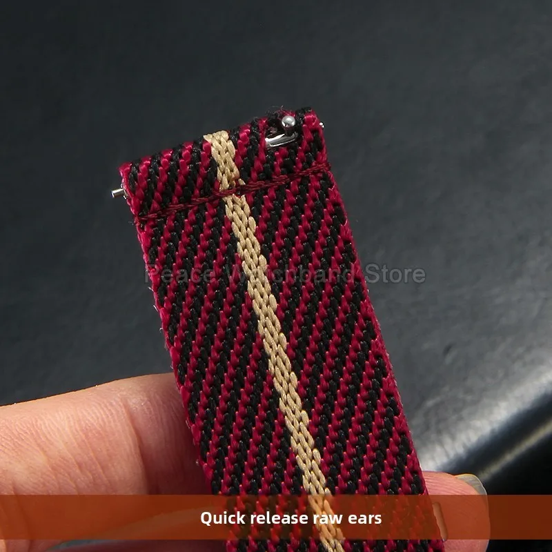 Pulsera de nailon de 20 a 22mm, color caqui, azul y rojo, para Tudor Black Bay Longines Seiko Citizen MIDO, resistente a las arrugas, fácil de limpiar