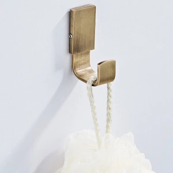 Abwr-handuk mandi mantel kait antik handuk kuningan jubah kait untuk kamar mandi dapur kemeja pemegang dinding dipasang Brushed perunggu, 1 buah