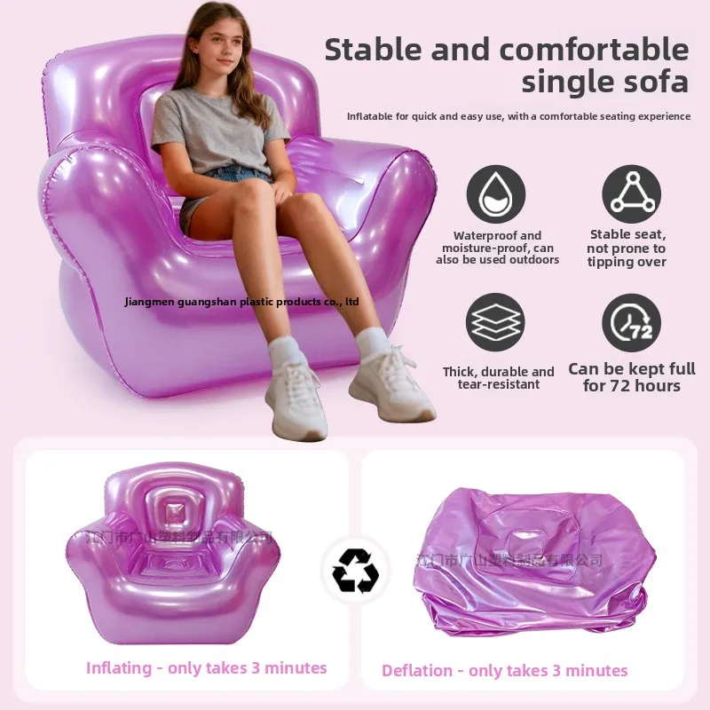 YJQ transparent single lazy sofa PVC inflatable sofa shooting props outdoor beach recliner