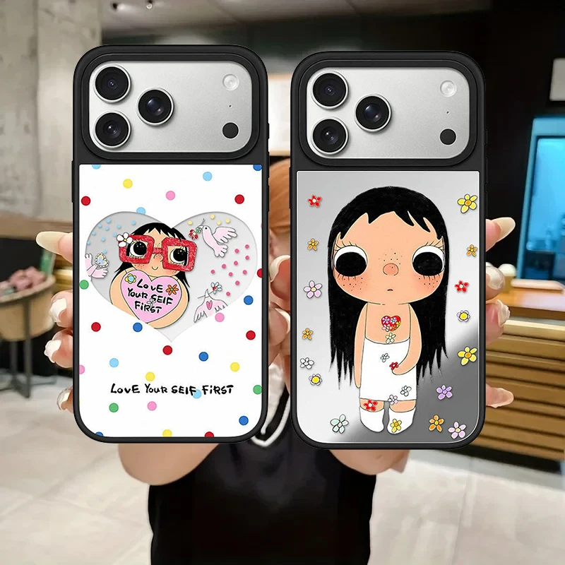 

Mirror Surface Magnetic Phone Case Cover for IPhone 12 13 14 15 16 17 Pro Max Case for IPhone 17 Air Girl Love Yourself First