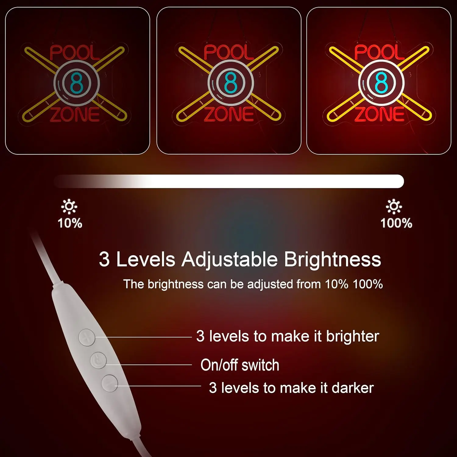 لافتة نيون لمنطقة المسبح لديكور الحائط ، مصباح LED قابل للإضاءة ، تعمل بمنفذ USB ، للأعمال