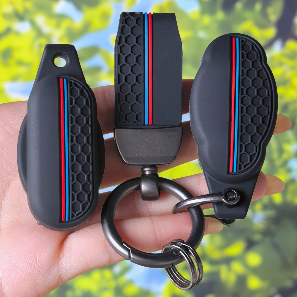 Honeycomb Tricolor Stripe Silicone Key Cover With Keychain for Zontes 125 150 350M 368D 368E 368G 2023‑2025 Motorcycle Remote