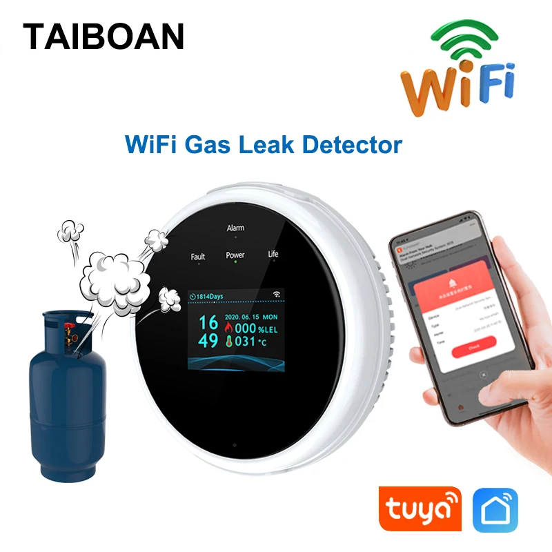 taiboan wi fi gas gpl leak sensor alarme detector de incendio de seguranca smart home detector de gas natural controle tuya app detectores de vazamento de seguranca 01